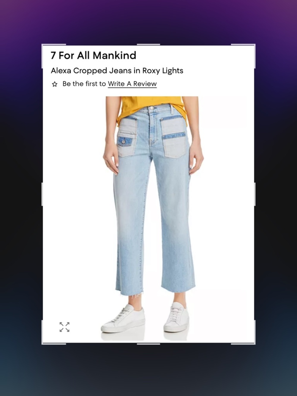 7 For All Mankind Light Blue Patch Pocket Cropped Jeans